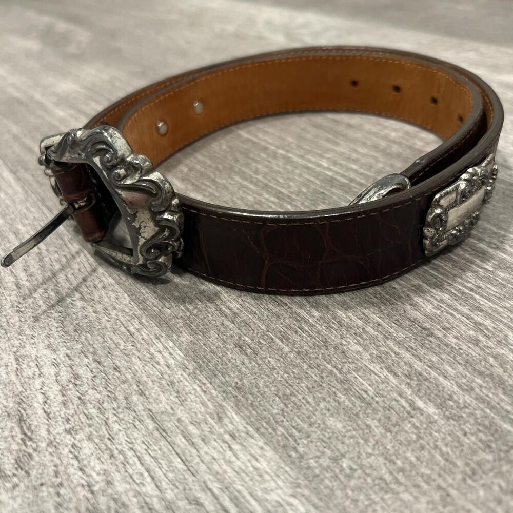 Brighton Women's Brown and Silver Belt